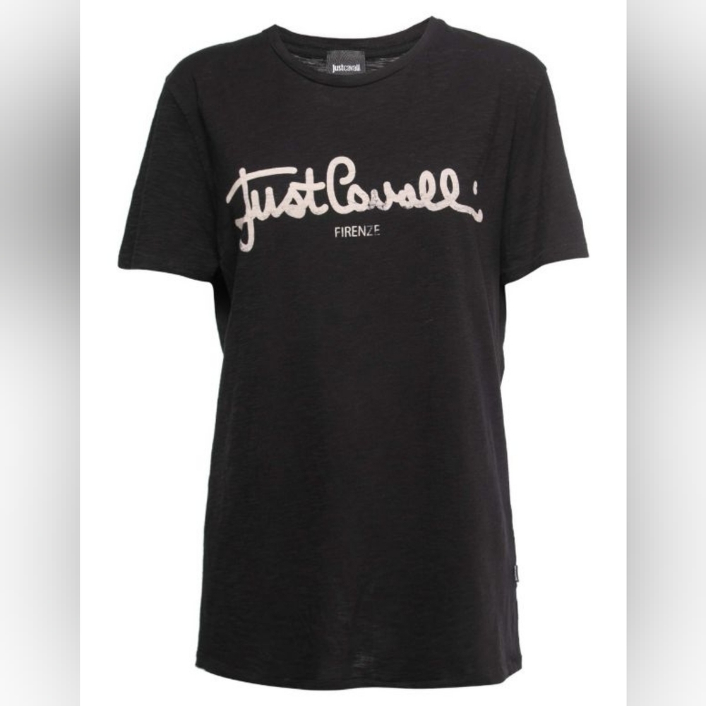 Just Cavalli Black Cotton Tee M